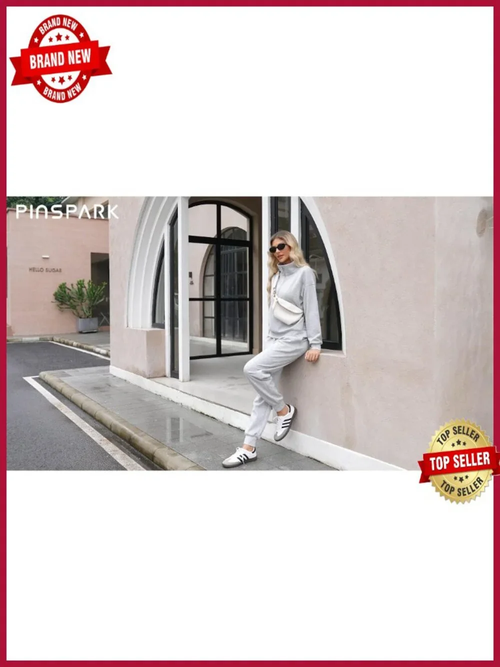 2 Piece Half Zip Tracksuit Set Women Long Sleeve Lounge Joggers Drawstring Pants